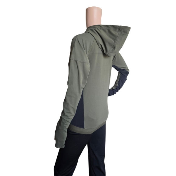 ADIDAS ClimaLite Women's Khaki Green Full Zip Hooded Running Jacket - Picture 8 of 16